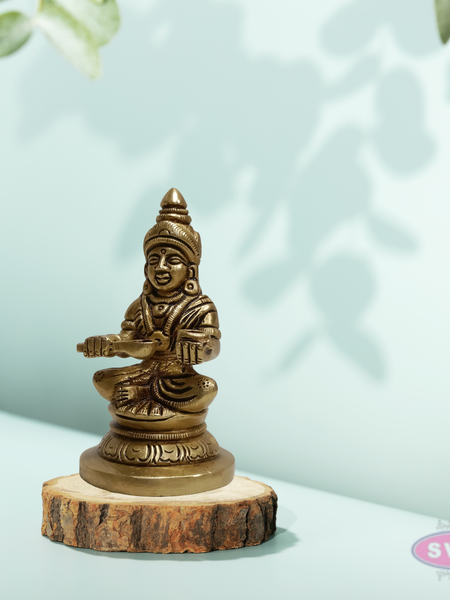 Brass Annapurna Devi Statue with Spoon & Bowl – Traditional Design