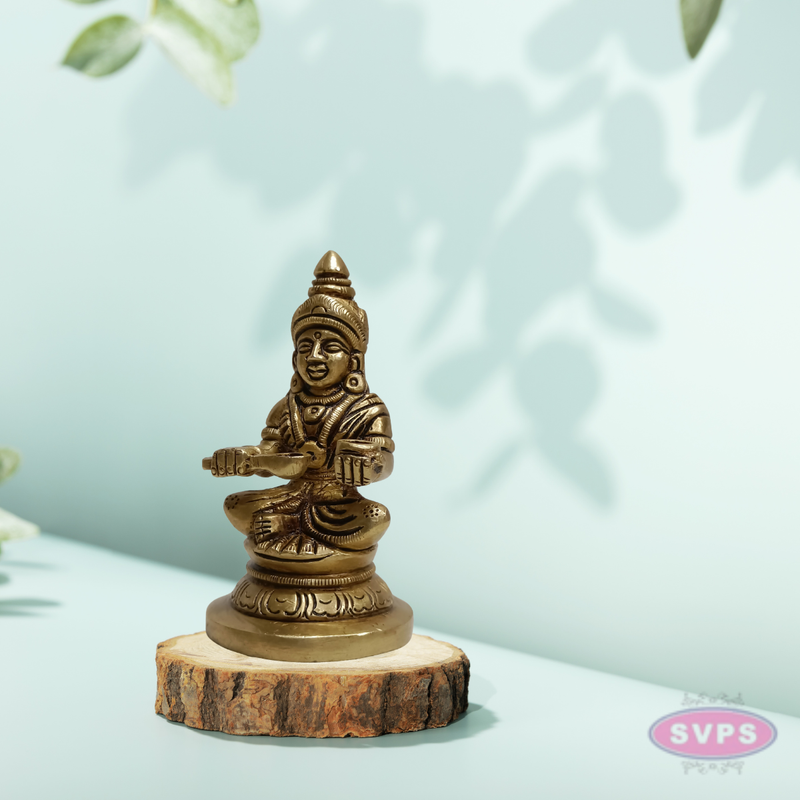Brass Annapurna Devi Statue with Spoon & Bowl – Traditional Design
