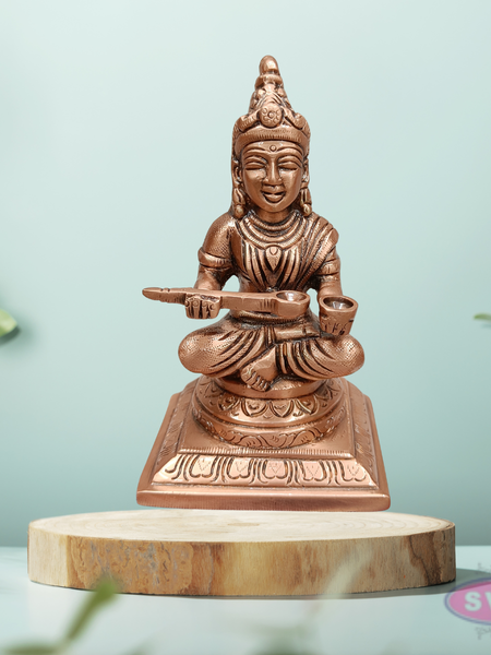 Traditional Brass Annapurna Devi Murti with Spoon & Bowl – Food Blessing Goddess Idol