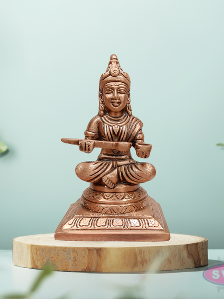 Traditional Brass Annapurna Devi Murti with Spoon & Bowl – Food Blessing Goddess Idol