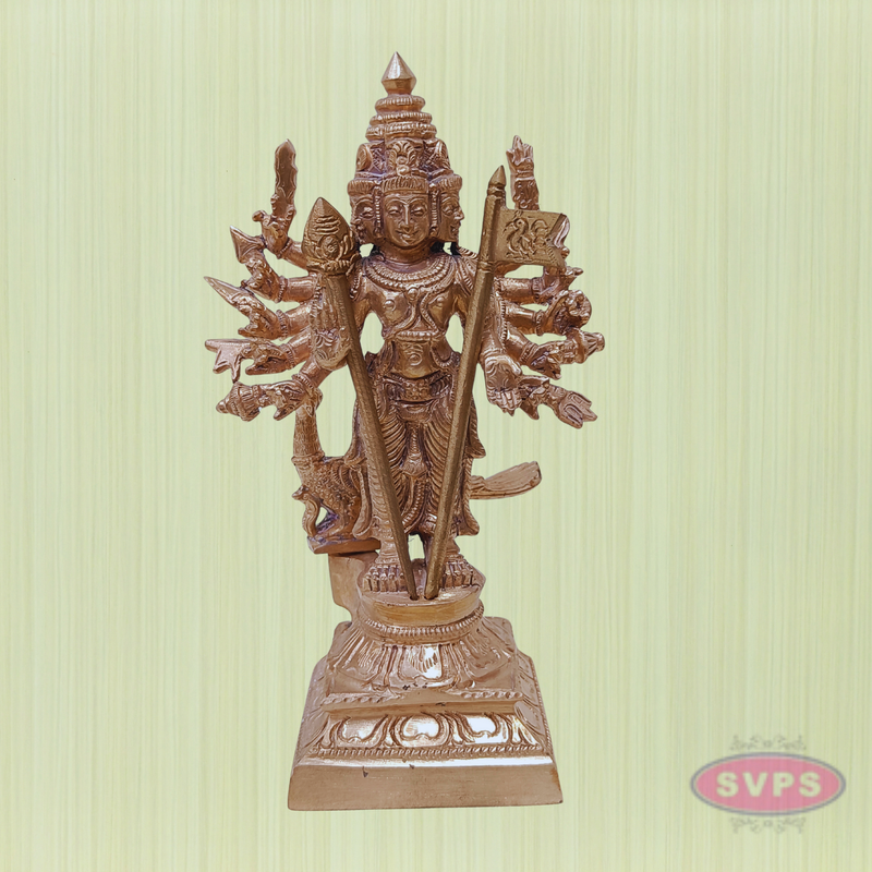 Antique Finish Panchaloham Murugan Statue | Lord Karthikeya with Vel | Auspicious Pooja Room Idol
