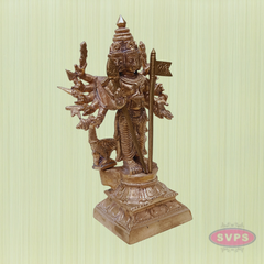 Antique Finish Panchaloham Murugan Statue | Lord Karthikeya with Vel | Auspicious Pooja Room Idol