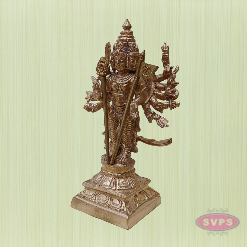 Antique Finish Panchaloham Murugan Statue | Lord Karthikeya with Vel | Auspicious Pooja Room Idol