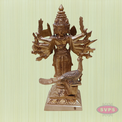 Antique Finish Panchaloham Murugan Statue | Lord Karthikeya with Vel | Auspicious Pooja Room Idol