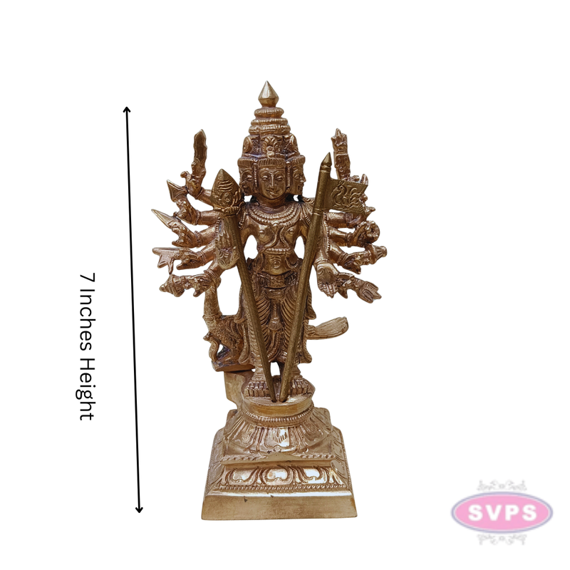 Antique Finish Panchaloham Murugan Statue | Lord Karthikeya with Vel | Auspicious Pooja Room Idol