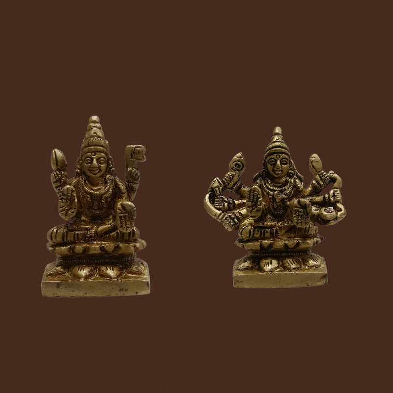 2 Inch Brass Ashtalakshmi Idol Set – Mini Eight Lakshmi Statue for Pooja