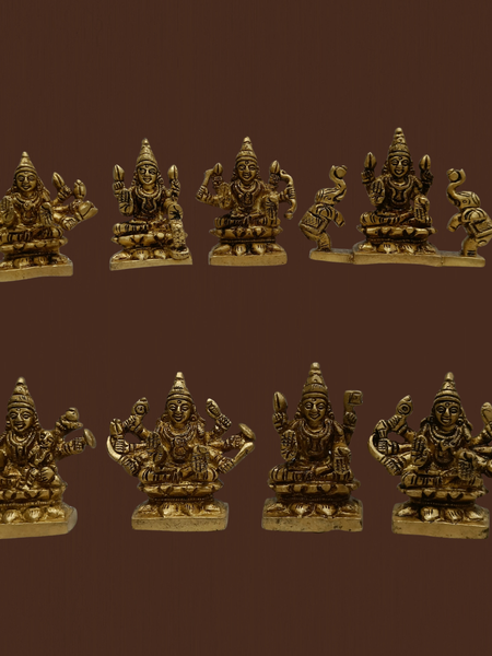 2 Inch Brass Ashtalakshmi Idol Set – Mini Eight Lakshmi Statue for Pooja