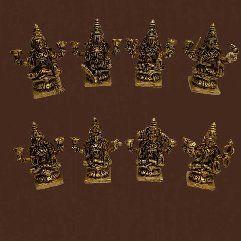 Brass Ashtalakshmi 8 Idol Set – 3.5 Inches Pooja Vigraham
