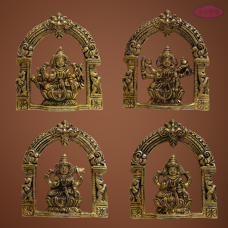 Brass Ashta Lakshmi Idol Set – Traditional Wall Hanging for Pooja Room & Home Decor