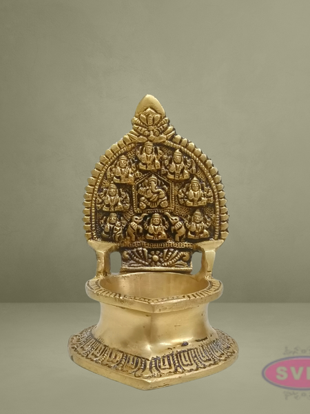Brass Ashtalakshmi Vilakku with Arch – Traditional Pooja Oil Lamp