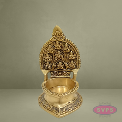 Brass Ashtalakshmi Vilakku with Arch – Traditional Pooja Oil Lamp