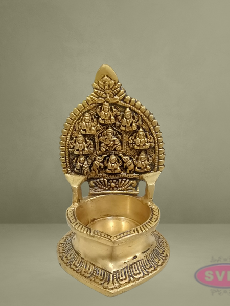 Brass Ashtalakshmi Vilakku with Arch – Traditional Pooja Oil Lamp