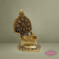 Brass Ashtalakshmi Vilakku with Arch – Traditional Pooja Oil Lamp