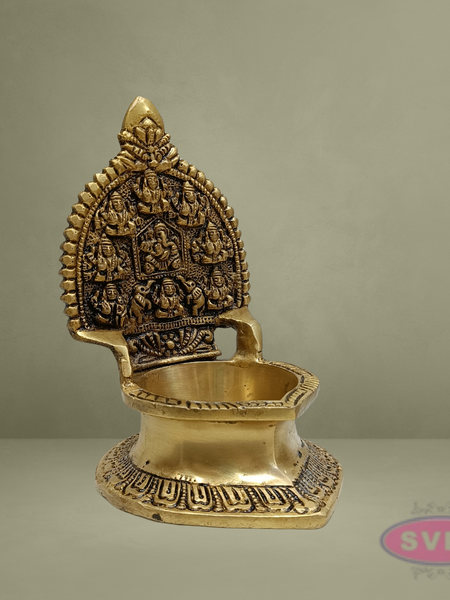 Brass Ashtalakshmi Vilakku with Arch – Traditional Pooja Oil Lamp