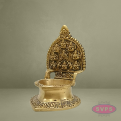 Brass Ashtalakshmi Vilakku with Arch – Traditional Pooja Oil Lamp
