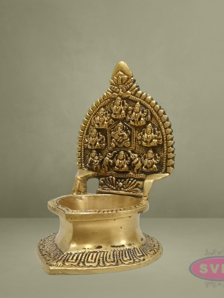 Brass Ashtalakshmi Vilakku with Arch – Traditional Pooja Oil Lamp