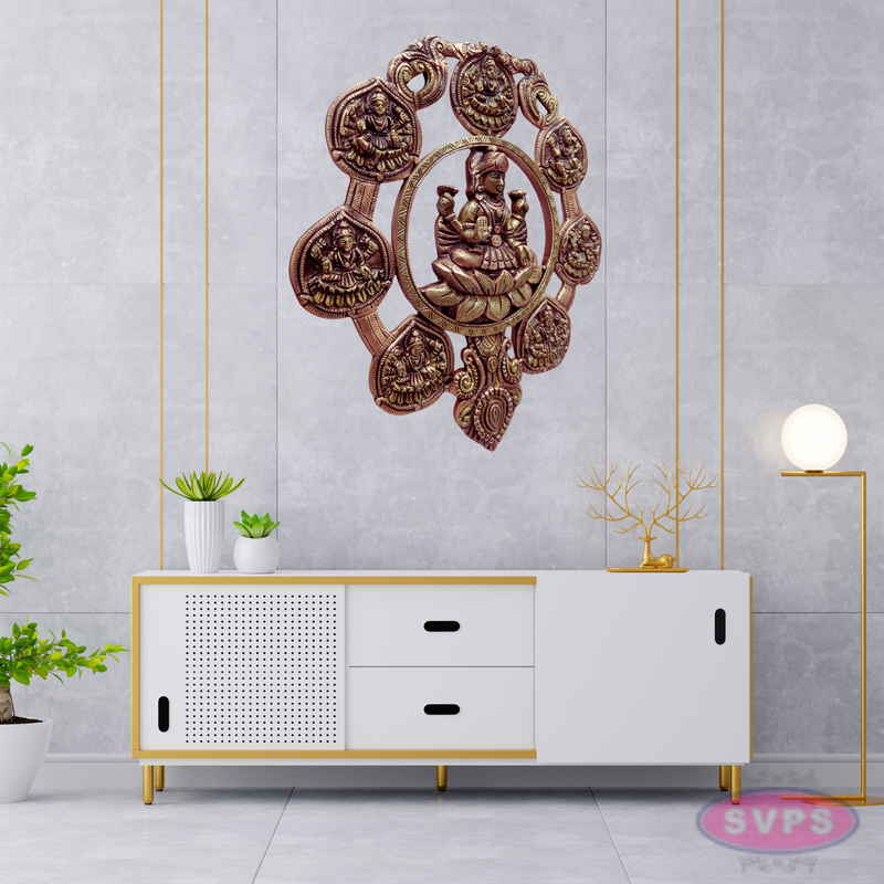 Ashtalakshmi Wall Hanging – 8 Forms of Goddess Lakshmi with Central Mahalakshmi Idol