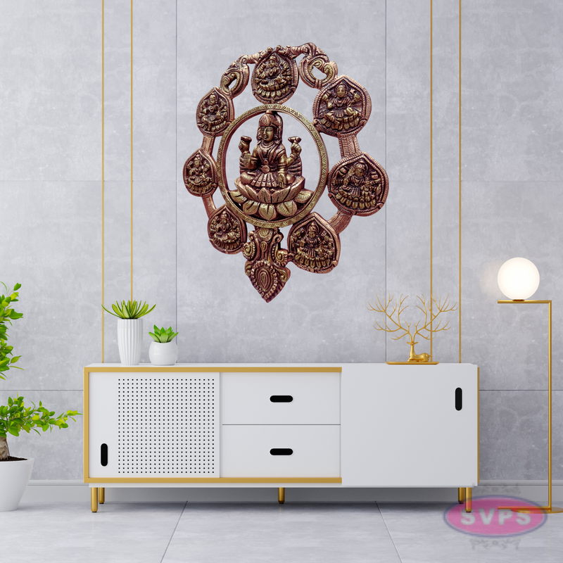 Ashtalakshmi Wall Hanging – 8 Forms of Goddess Lakshmi with Central Mahalakshmi Idol