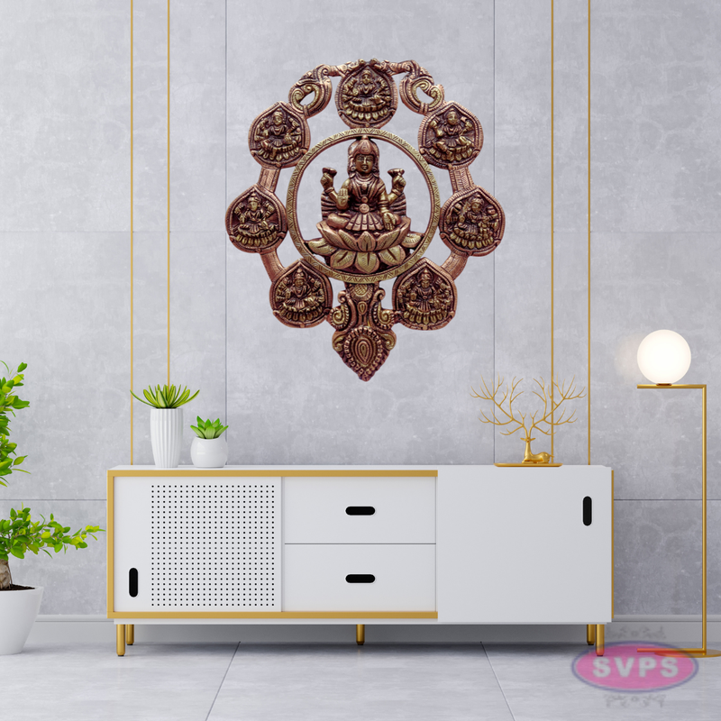 Ashtalakshmi Wall Hanging – 8 Forms of Goddess Lakshmi with Central Mahalakshmi Idol
