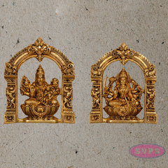 Antique Finish Brass Ashta Lakshmi Wall Decor – Set of 8