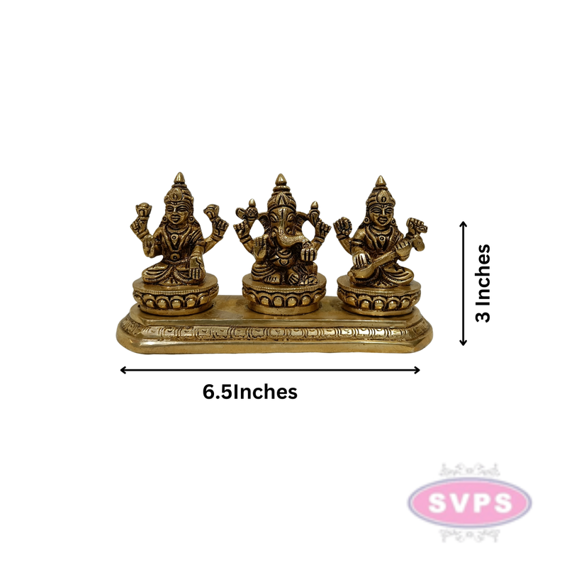 Antique Brass Lakshmi Ganesha Saraswati Set for Home Temple & Pooja