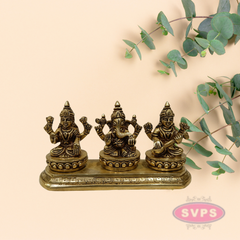 Antique Brass Lakshmi Ganesha Saraswati Set for Home Temple & Pooja