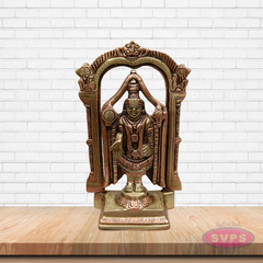 Brass Lord Tirupati Balaji Venkateswara Idol with Prabhavali Arch – Handcrafted Temple Statue