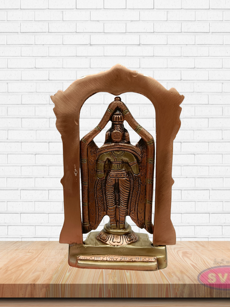 Brass Lord Tirupati Balaji Venkateswara Idol with Prabhavali Arch – Handcrafted Temple Statue