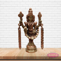 Handcrafted Brass Tirupati Balaji Statue with Arch Mala Chains – Pooja Room Idol
