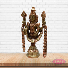Handcrafted Brass Tirupati Balaji Statue with Arch Mala Chains – Pooja Room Idol