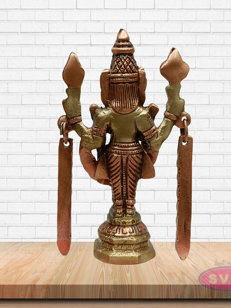 Handcrafted Brass Tirupati Balaji Statue with Arch Mala Chains – Pooja Room Idol