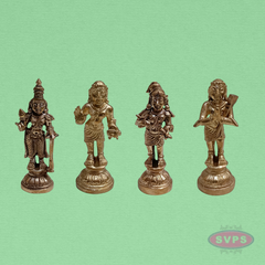 Handcrafted Panchalogham Naalvar Set – Traditional South Indian Deity Idols