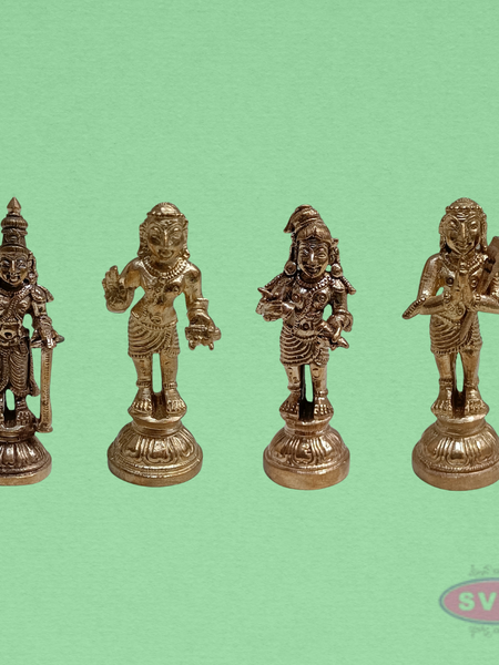 Handcrafted Panchalogham Naalvar Set – Traditional South Indian Deity Idols