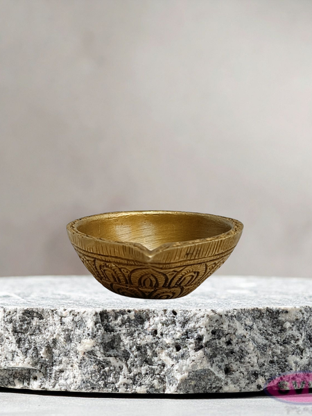 Decorative Brass Pooja Lamp with Fine Carving