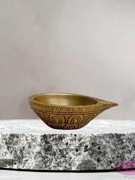 Decorative Brass Pooja Lamp with Fine Carving