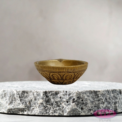 Decorative Brass Pooja Lamp with Fine Carving
