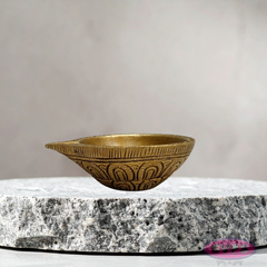 Decorative Brass Pooja Lamp with Fine Carving