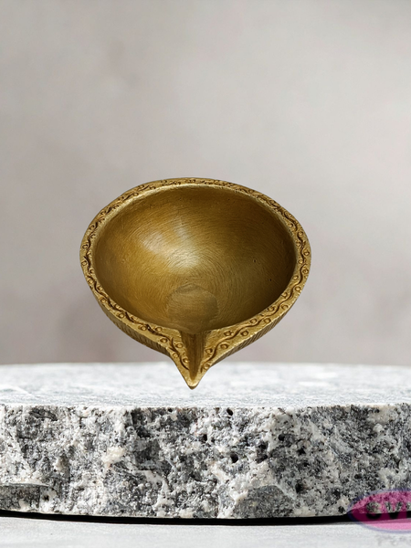 Decorative Brass Pooja Lamp with Fine Carving
