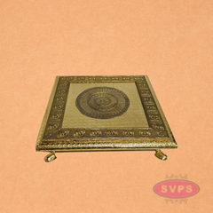 Designer Embossed Pooja Peetam with Round Center Pattern & Brass Legs