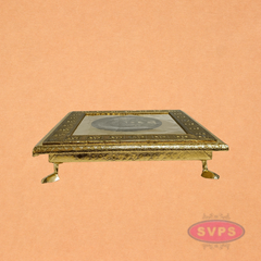 Designer Embossed Pooja Peetam with Round Center Pattern & Brass Legs
