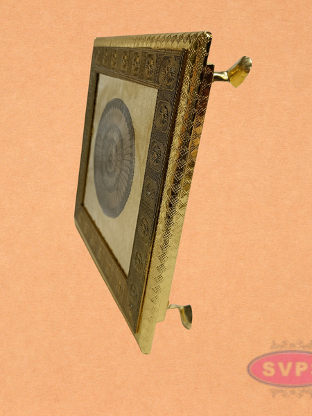 Designer Embossed Pooja Peetam with Round Center Pattern & Brass Legs