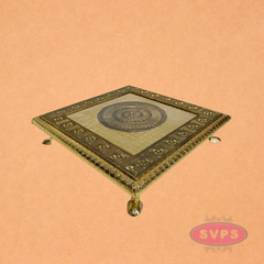 Designer Embossed Pooja Peetam with Round Center Pattern & Brass Legs