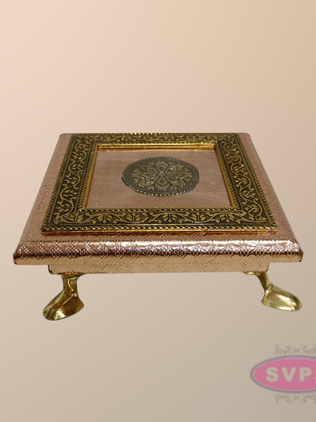 Decorative Copper Colour Pooja Peetam / Manai for Home Temple