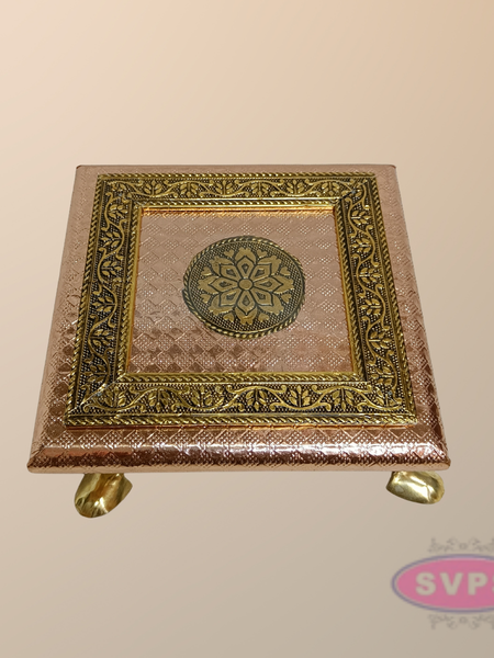 Decorative Copper Colour Pooja Peetam / Manai for Home Temple