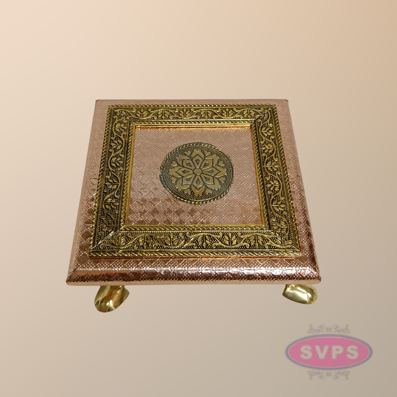 Decorative Copper Colour Pooja Peetam / Manai for Home Temple