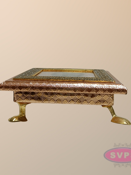 Decorative Copper Colour Pooja Peetam / Manai for Home Temple
