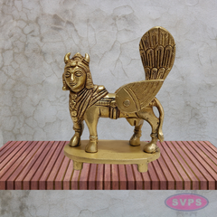 Kamadhenu Cow Brass Idol 4 Inch Sacred Gomata Statue with Decorative Back