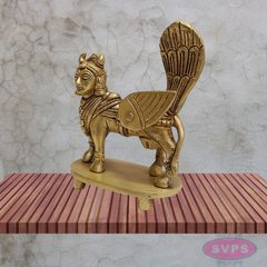 Kamadhenu Cow Brass Idol 4 Inch Sacred Gomata Statue with Decorative Back