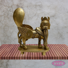 Kamadhenu Cow Brass Idol 4 Inch Sacred Gomata Statue with Decorative Back