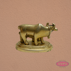 Auspicious Kamadhenu Cow with Calf Brass Statue | Spiritual Pooja Decor